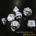 Bescon Shiny Silver-Ore Lode Solid Metal Dice Set